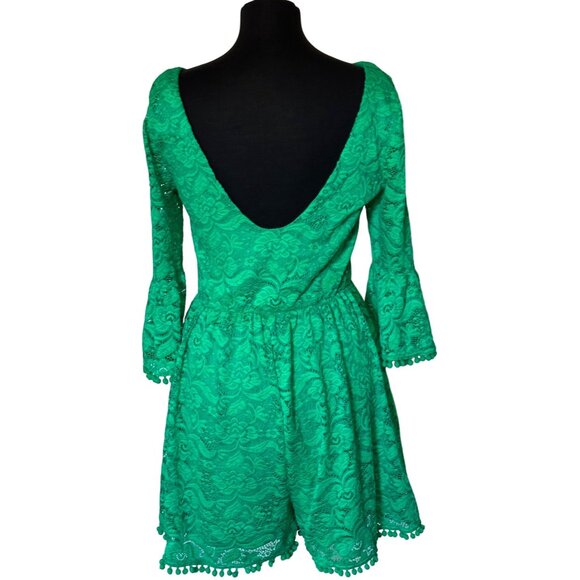 GB Brand Green Lace Romper Shorts High-Rise Polyester Blend Junior's Size L-READ - Picture 2 of 16